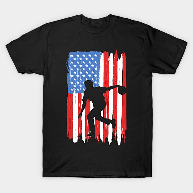 American Flag Bowling Graphic T-Shirt by adik